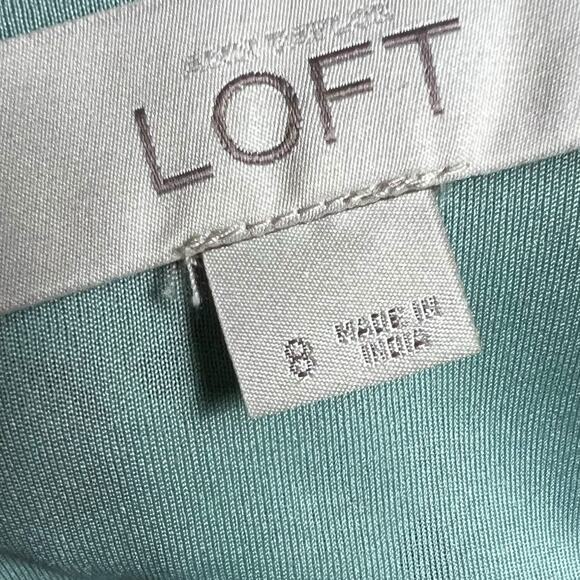 LOFT Mint Green Embroidered Sleeveless Dress, Size 8, Cotton-Modal Blend - Picture 5 of 9